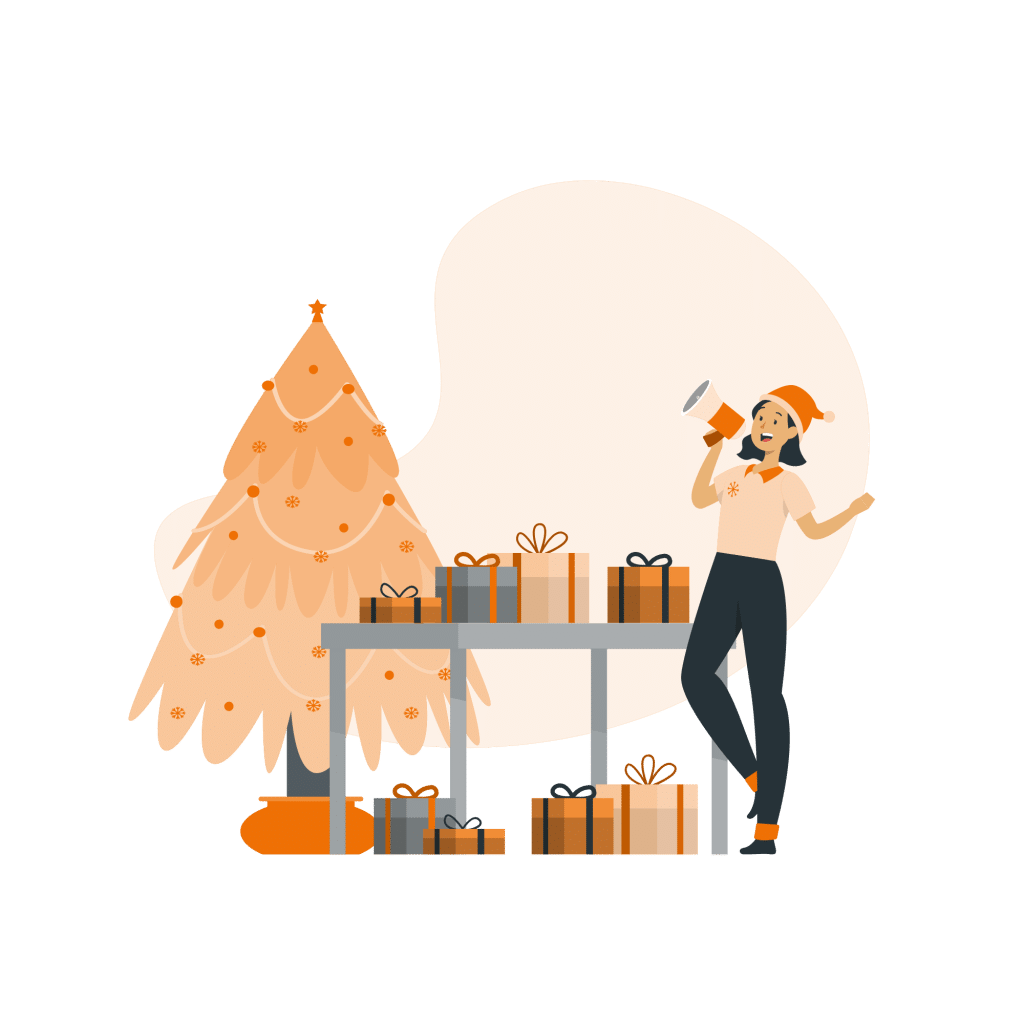 illustration orange d'un évènement pour la prime de noël