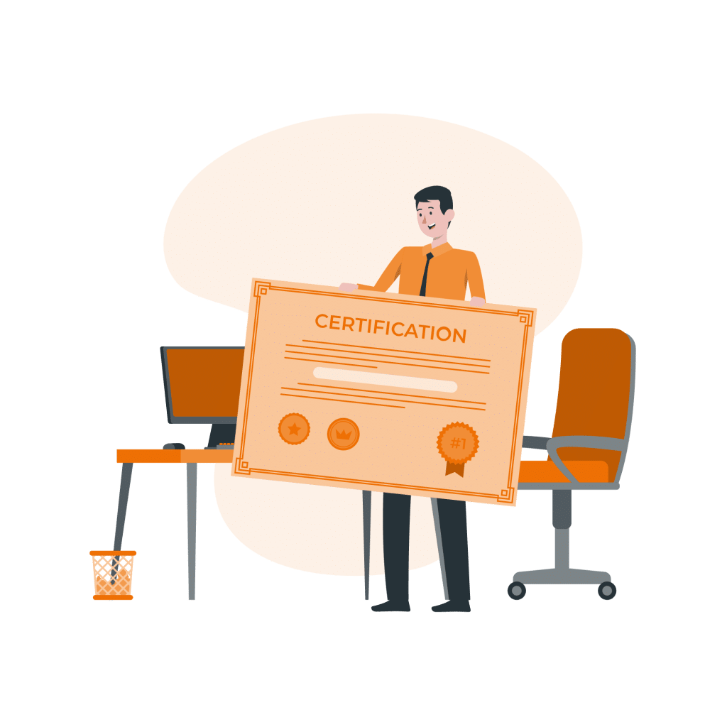 illustration orange d'une personne ayant obtenue son diplôme