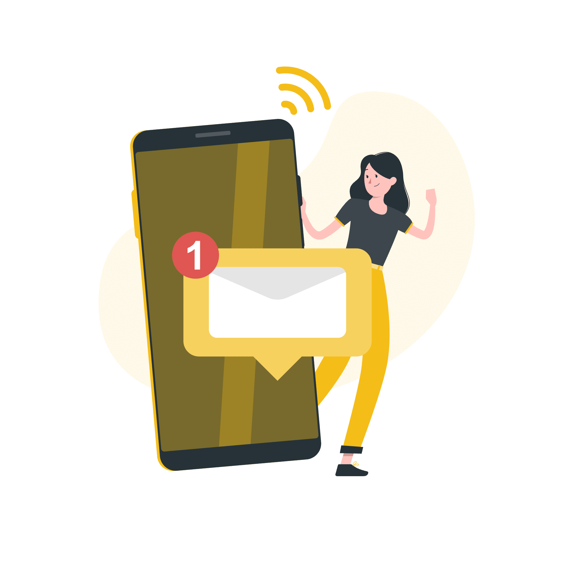 Illustration d'un mail et d'un téléphone pour représenter la prise de contact auprès de Ginkgo RH & Management - Conseil RH